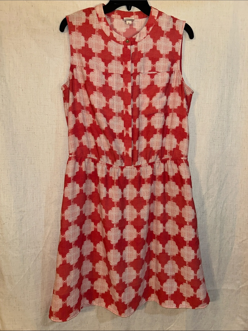 Merona Coral and White Sleeveless Midi Dress